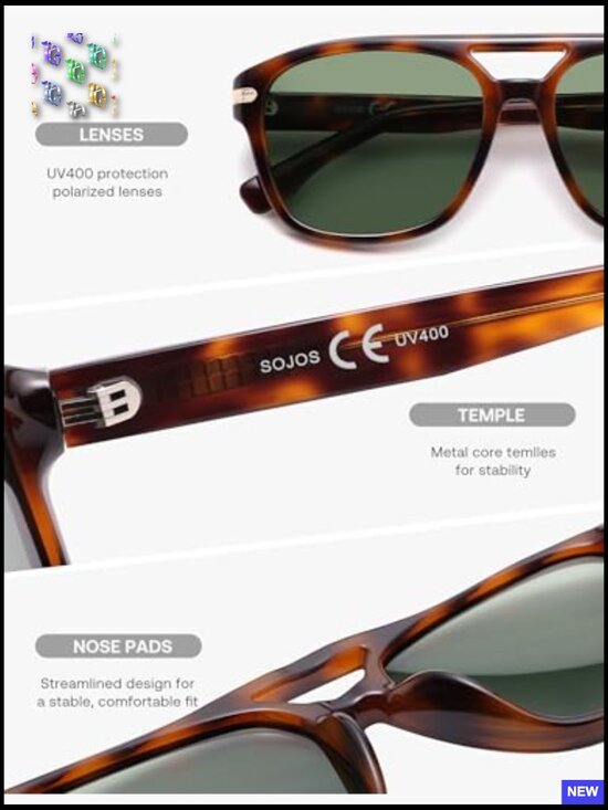 Retro Square Aviator Sunglasses Polarized UV400 Protection Classic Y2K Shades main image 4